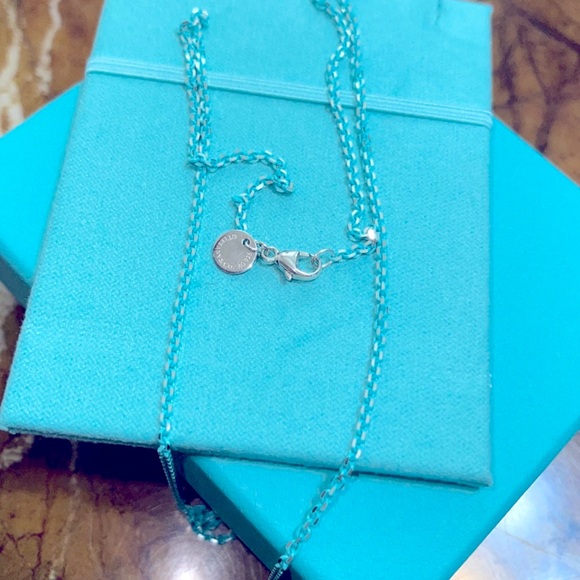 TIFFANY & CO "SPARKLER" BLUE ENAMEL COATED SILVER CHAIN/NECKLACE 100% AUTHENTIC - Picture 5 of 16